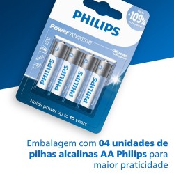 Pilha AA Alcalina Philips Original Cartela C/ 4